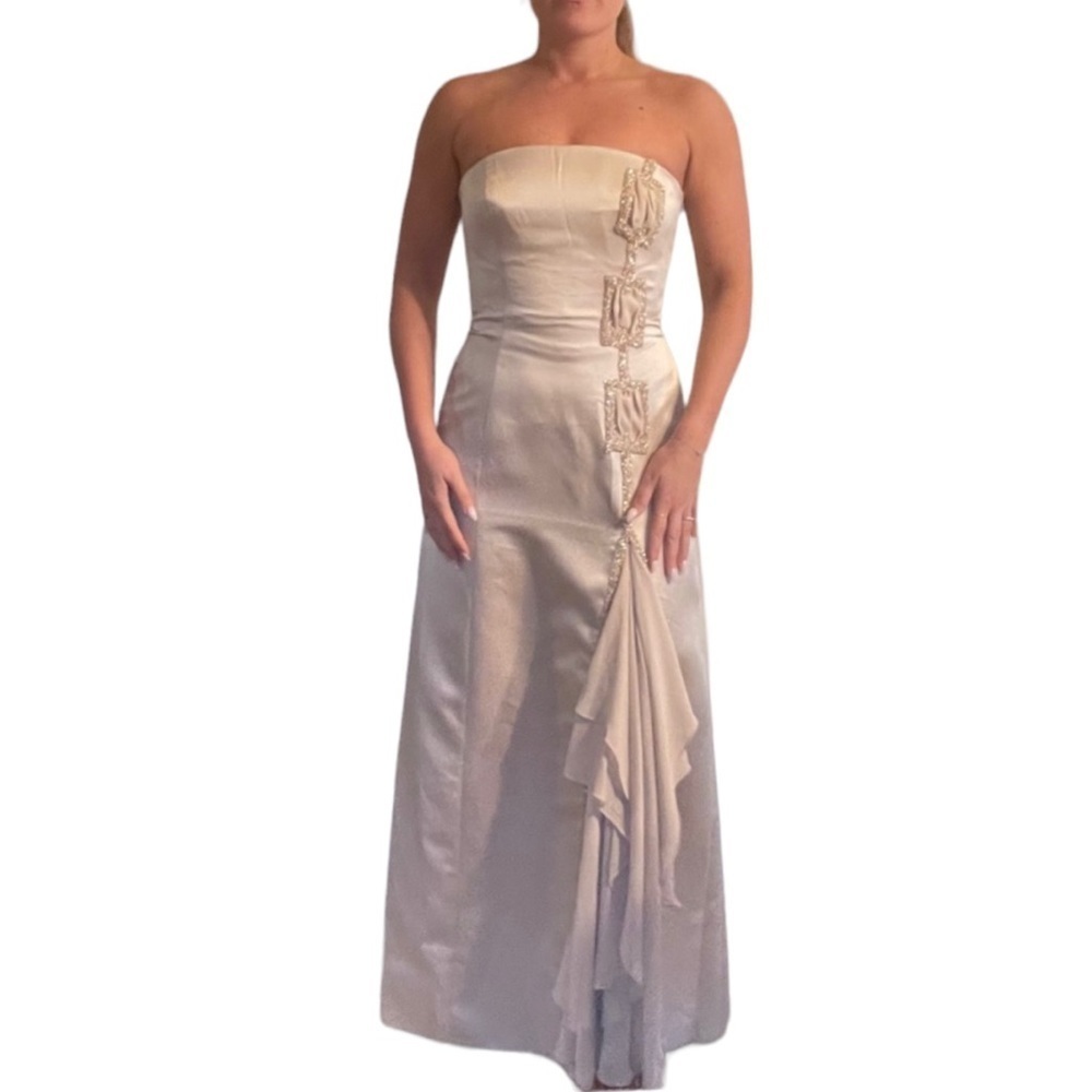 Jovani Strapless Dress Nude